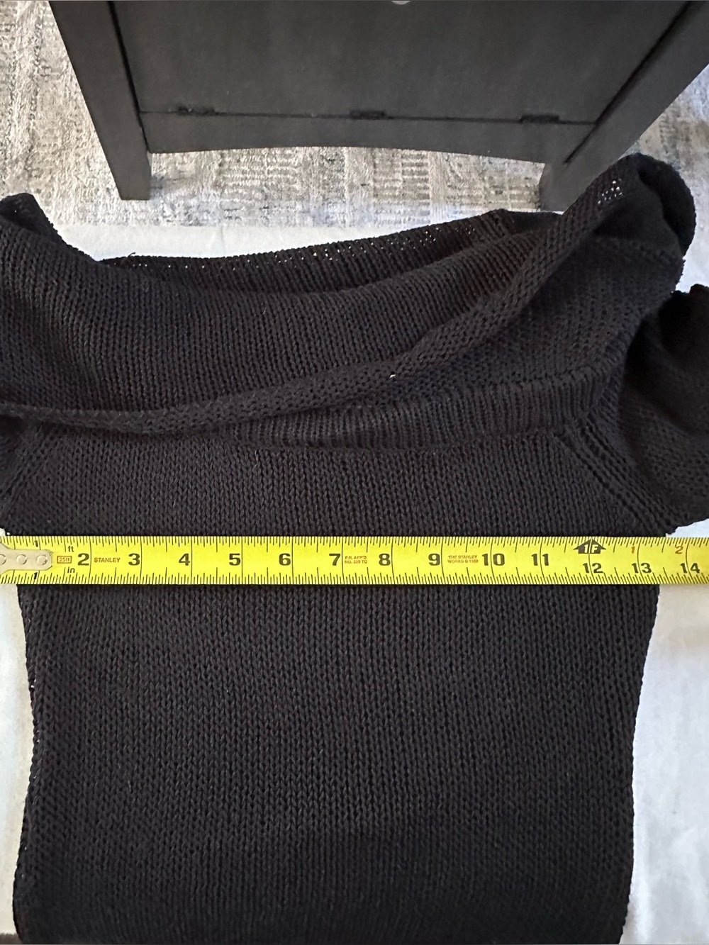 Superdown Black Off Shoulder Knit Sweater Dress Size Small Open Knit Long Sleeve - Picture 8 of 9